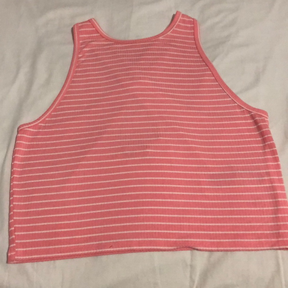 Stripped pink cropped tank